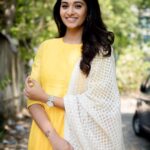 Priya Bhavani Shankar Instagram – Loved this yellow’ness as much as I love you @nandhitharamesh 😊 wearing @merasalofficial and when we don’t find a place to click pics @kiransa does it anywhere and makes it look apt😀 @kiransaphotography 🙏🏼