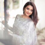 Priya Bhavani Shankar Instagram - Thanks guys for making me comfortable On a photoshoot which am usually not😛! Love😊 Stylist / Makeup and Hair :  @ratikhavenugopal Wearing Sari designed by : @flauntbyratikha - Steel grey Georgette with silver Pitta work  Photography: @cosmosstudio.official Blouse: @oceanjasper88888