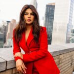 Priyanka Chopra Instagram - Red light Style by: @luxurylaw Makeup: @yumi_mori Hair: @daniellepriano 📸: @hunterabrams New York City, N.Y.