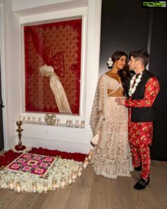 Priyanka Chopra Instagram - Our first diwali in our first home together ❤️🪔✨ This one will always be special. Thank you to everyone who worked so hard to make this evening so special. You’re my angels. To everyone who honoured our home and my culture by not only dressing the part but dancing the night away, you made me feel like I was back home. And to the best husband and partner @nickjonas, you are what dreams are made of. I love you. My heart is so grateful and full❤️ Happy Diwali 🪔 Makeup: @patidubroff Hair: @bridgetbragerhair Styling: @stylebyami Outfit: @falgunishanepeacockindia Nails: @kimmiekyees 📸: @bobo.xxndigo Bag: @aanchalsayal @wholesam @cathyballflowers @walkersmarsh @jaybharatfoodsla @rtkitchen_ @sanssho @hungryempire @acehighcasinorentals @tacer_losangeles @archiverentals @vogue.candles @anarbaghbeverlyhills @liquidcatering @msiyengar @hennadilse @laflowerwall @ohwattanight @gold.frame @djrekha @mohamedassanisitarist @socalhookahs @abcvalet @lagolfcartrentals @andygump @partycrushevents @lulicrafts Los Angeles, California