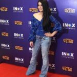 Radhika Madan Instagram - Pataakha is out! Book your tickets right away!😬 Outfit jeans @zara shirt @shopbloom Heels- @stevemadden Styling-@karishmashaikhh