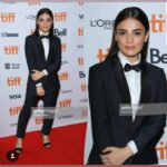 Radhika Madan Instagram - #tiff18🎥 Shirt- @burberry Custom made suit by @kau_umeshofficial Heels-@stevemadden styling by @anishagandhi3 and @Rochelledsa