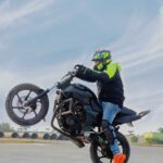 Rakshan Instagram - "If you're worried about falling off the bike, you'd never get on one."💯 Disclaimer: Do not attempt to duplicate any of the stunts on your own! All the stunts have been performed with professional guidance and under a controlled environment. #reels #instareels #actor #vjrakshan #bikestunts #motorcycles #stuntriding #freestyle #stunttraining #wheelie #drift #bikes #stuntbikes #moto #stuntlife