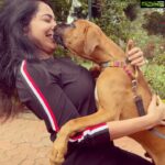Ramya Subramanian Instagram - Kissathon time now with pupper Tyson 🐶🙆🏻‍♀️! I got hypostised by him just like that 😘😍🥰. #StressBusters #CantImagineLifeWithoutThem Coonoor : The Hill station