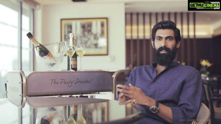 Rana Daggubati Instagram - What happens when two absolute Party Starters get together? The answer is right here, on the end of year episode of #ThePartyStarterStories with @chandonindia, as we celebrate the sparkling festival of Diwali together! #StartWithChandon #ChandonIndia #GameChanger #RanaDaggubati #SparklingWine #Chandon