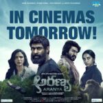 Rana Daggubati Instagram - The forest calls out to you! This epic jungle adventure drama begins in 24 hours! Watch Aranya and Kaadan on the big screen in a theatre near you! Book your tickets now! #Aranya #Kaadan #InTheatresOn26thMarch @thevishnuvishal @prabusolomonofficial @zyhssn @shriya.pilgaonkar @erosstx @erosmotionpics @erosnow