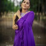 Rashmi Gautam Instagram – Smile babies 
This too shall pass 
#stayhomestaysafe 
#letsbreakthechain #lifeintimesofcorona 
P:C @sravan_goud8981 
Purple ruffle saree by @thread_fabric