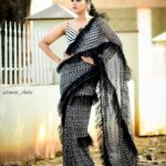 Rashmi Gautam Instagram - Outfit designed and styled by @shrutiigclothing 💄💃 📸📸📸 @funny_clickx #lifeismagical #rashmigautam #frills #frillsaree #monochromatic #blackandwhite #dheechampions_season12 #wednesday #danceshow
