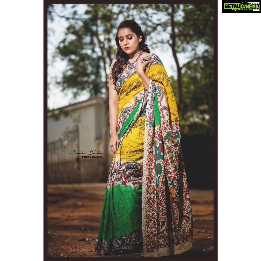 Rashmi Gautam Instagram - Saree curated by @duta_couture 🌈 Styled by @itsme_sru 🌈 Pic by @sandeepgudalaphotography 📸 Makeup by @venugopalashwini 💄