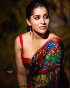 Rashmi Gautam Instagram - Red flaming saree by @rishitha._.reddy 🍒🍎🍅🍓🎈🌶