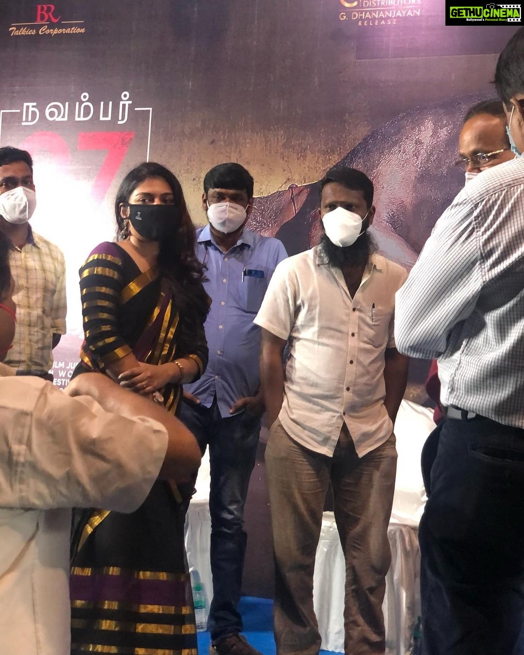 Raveena Ravi Instagram - #kavalthuraiungalnanban press meet! #vetrimaaran sir is presenting our movie! Hitting screens this Friday ! November 27th.. do go to theaters to catch this hard hitting movie..great reviews already by media friends ππ»π€©