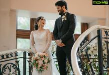 Reba Monica John Instagram - 09/01/2022✨♾ It’s a love story, baby just said YES! 💕 Photography @magicmotionmedia Wedding gown @t.and.msignature Jewellery @m.o.dsignature MUH @makeupbytonymua #MoJo❤️ The Leela Palace Bengaluru