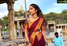 Reba Monica John Instagram - Can’t get enough of this song and this look. Here’s a few BTS images. ‘ Gichchi gili gili ‘ from Rathnan Prapancha is a favourite and super special in many ways, most importantly cause it’s sung by dearest Puneeth Rajkumar sir 💔 the link to the video song is in my bio! Do check it out if you haven’t 💥 #rathnanprapanchaonprime #gichgiligili #puneethrajkumar #behindthescenes #songisavibe #northkarnatakaspecial