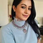 Reenu Mathews Instagram – Feeling Blue-tiful in this gorgeous piece of jewellery @thetiysha 💙 Keeping it subtle & classy . What do you guys think about this look? 
.
.
.
#thetiysha #jewelleryshoot #silverjewelry #jewelrylover #fusionlook
#ruffledtop #candidshots #candidcapture #portraitphotography #reenumathews Emirate of Dubai