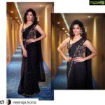 Ritika Singh Instagram - #Repost @neeraja.kona with @get_repost ・・・ In @mishruofficial & @aquamarine_jewellery ! @ritika_offl for TSR Awards 🖤 @manogna_gollapudi @35mmarts Vizag
