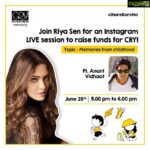 Riya Sen Instagram – Had a tiring week & looking forward to a relaxing Sunday for you & your family? 
Don’t worry! CRY is here to your rescue. ✨

Join my co-actor @anantvidhaat & me for a fun-filled Instagram LIVE session today – 28th of June from 5pm to 6pm to hear about our memories from our childhood & why CRY holds a special place in our lives. 
A humble request – do  donate to CRY as a voluntary gesture of kindness using the link in my bio & share it further .. Funds raised will support CRY’s on ground work in restoring a healthy life for the vulnerable children. 
During these trying times, every little step matters. Counting on your generosity. 🙏🏼😇