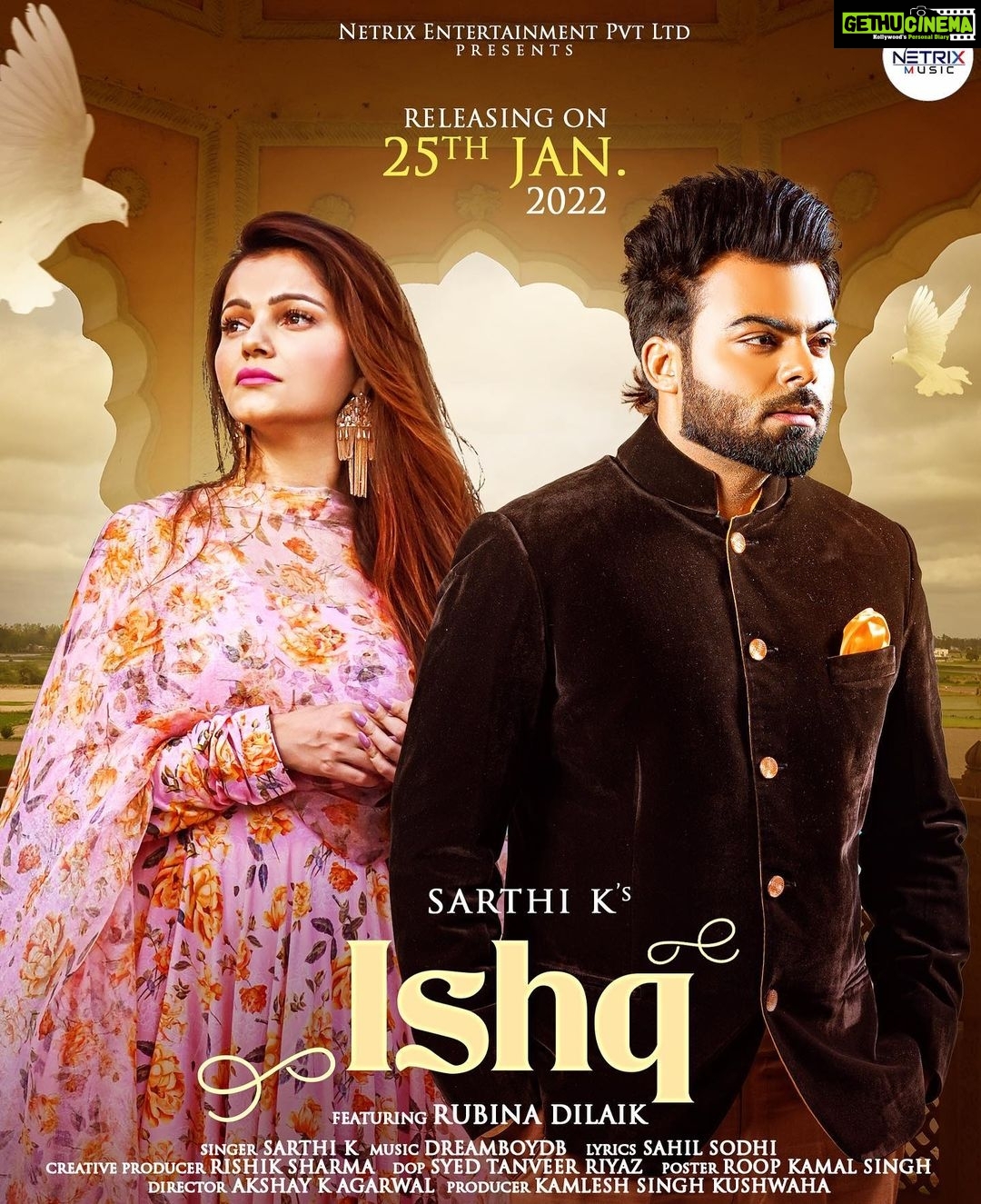 Rubina Dilaik Instagram - Hey my beautiful people!! Got something special for you All❤️❤️ Just Follow the wave of emotions that love brings to you with #ISHQ. Song releasing on 25th Jan 2022. Stay tuned….. . . . . . . . @sarthi_k @akshayk.agarwal @netrixmusic @this_is_kk_official @rishiksharma @krishabh_sharma @hitulsuri @syedtanveerriyaz @husnyraa @mihikakushwaha @dreamboyofficial @anusheel_sehdev @whojaisehdev #ishq #newrelease2022 #newpunjabisong #trending #viral #newrelease #rubinadilaik #sarthi_k #dreamboyofficial #staytuned #emotionalsongoftheyear #netrixmusic