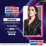 Ruhi Singh Instagram – Live with @middayindia ♥️ 
See yall there