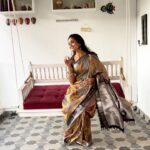 Rukmini Vijayakumar Instagram - It's the #AarambhOfTheFuture with @draperysilk. Each saree in their Aarambh collection is made to be different and futuristic. Right from the way it’s woven to the designs and motifs on the beautiful silk. The Road to Vrindhavan is a homage to every dancer’s divine muse — Lord Krishna himself. So it’s a perfect fit for me. Thank you @draperysilk for the saree with beautiful soft fabric! #draperysilk #Vrindavan #saree #silksari #ethnicprints #dancer