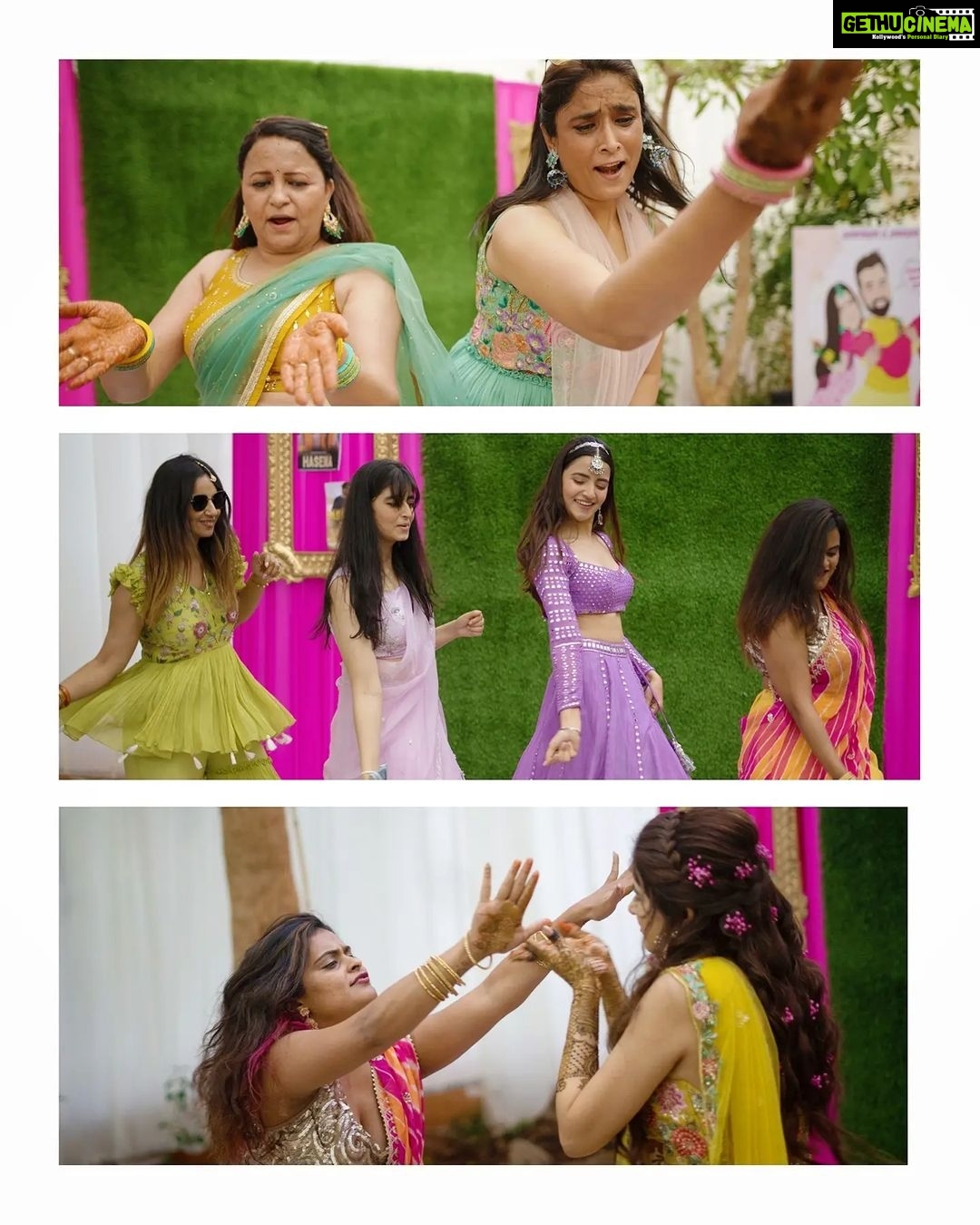 Rukshar Dhillon Instagram - And it went like........💃 PS- The last picture is pure love & my absolute favourite♥️ Swipe to find out why. 📸- @themexicansunshine #NOSHsaysHAH #throwback #bestmemories #mysisterswedding #sangeet