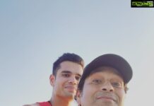 Sachin Tendulkar Instagram - With my SONshine! #beach #sea #fatherson #abudhabi
