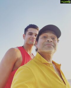 Sachin Tendulkar Instagram - With my SONshine! #beach #sea #fatherson #abudhabi