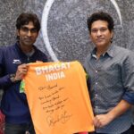 Sachin Tendulkar Instagram - Pramod, it was lovely spending time with you and getting to know you better. Touched by your gesture of gifting me the badminton racquet 🏸 which you played with in Tokyo - I’ll always cherish this. Wishing you more success and happiness. 😃 #paralympics #tokyo2020 #tokyoparalympics #badminton