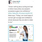 Sai Pallavi Instagram – I’m humbled and honoured to be listed in Forbes 30 under 30 ! @forbesindia #ForbesIndia30U30