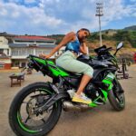 Samyuktha Hegde Instagram - Look like a Beauty Ride like a Beast . . . PS: I could ride before I could dance, it's kinda my first love ❤ #sendingpositivevibes #superbikes #bikes #ninja #ridersofinstagram #bikerchick #thebarefeetchronicles