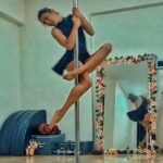 Samyuktha Hegde Instagram - Lines and poles 🩰 . . . I took my first ever pole class about 3 years ago in Thailand and it made me realise the strength work and time that needs to go into learning and mastering it. Sadly bangalore does not have pole classes and seeing a friend of mine start pole dancing, motivated me to take a class when i was here in Bombay. This was totally worth it! @zakwanabagban Wearing @luckyleodancewear 💛 🎼 @prateekkuhad #poledance #sayyestonewadventures #sendingpositivevibes #fitness #polefitness #realnotperfect #beginner #prateekkuhad