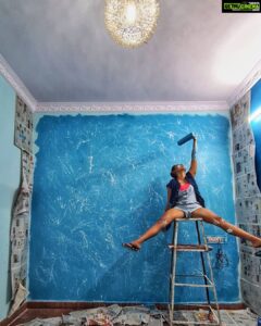 Samyuktha Hegde Instagram - The best reason to paint is no reason to paint 😊
Painted a wall cause felt like it
.
.
. 
Swipe to see the completed wall
Will post a timelapse soon 🕙
#paintawall #sendingpositivevibes #haveagoodday