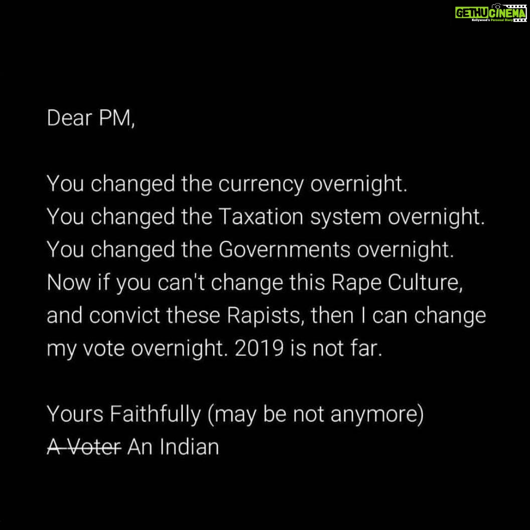 Sana Khan Instagram - N this is not just for asifa but to so many more horrors tht have happened previously , this is for our future security too!! V all girls need to feel safe and secure !! V all need justice n v need to knw n see tht the goddesses in India that v all pray n celebrate is for real!! I m scared to bear a child tom to see what’s happening with children they r safe nowhere from conductors to principles to what not!! Is it Coz v don’t have some grievous punishment ?? I m so scared of my mom if I do wrong n these monsters r not afraid of the law like how come!?! #justiceforasifa #justiceforall #justiceforbroken #justicetopeoplewhorscared