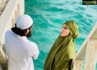 Sana Khan Instagram - Ya Allah Mere Shohar Meri Duniya Hai Aur Mujhe Meri Duniya Me Hamesha Abaad Rakhna. ♥️Ameen♥️ . . . . . . @finolhu_maldives @aabee_holidays #finolhu #maldives #sanakhan #anassaiyad #sanaanas #vibrantplayground #barefootchic #ocean #water #blue #windy #beauty Finolhu Baa Atoll