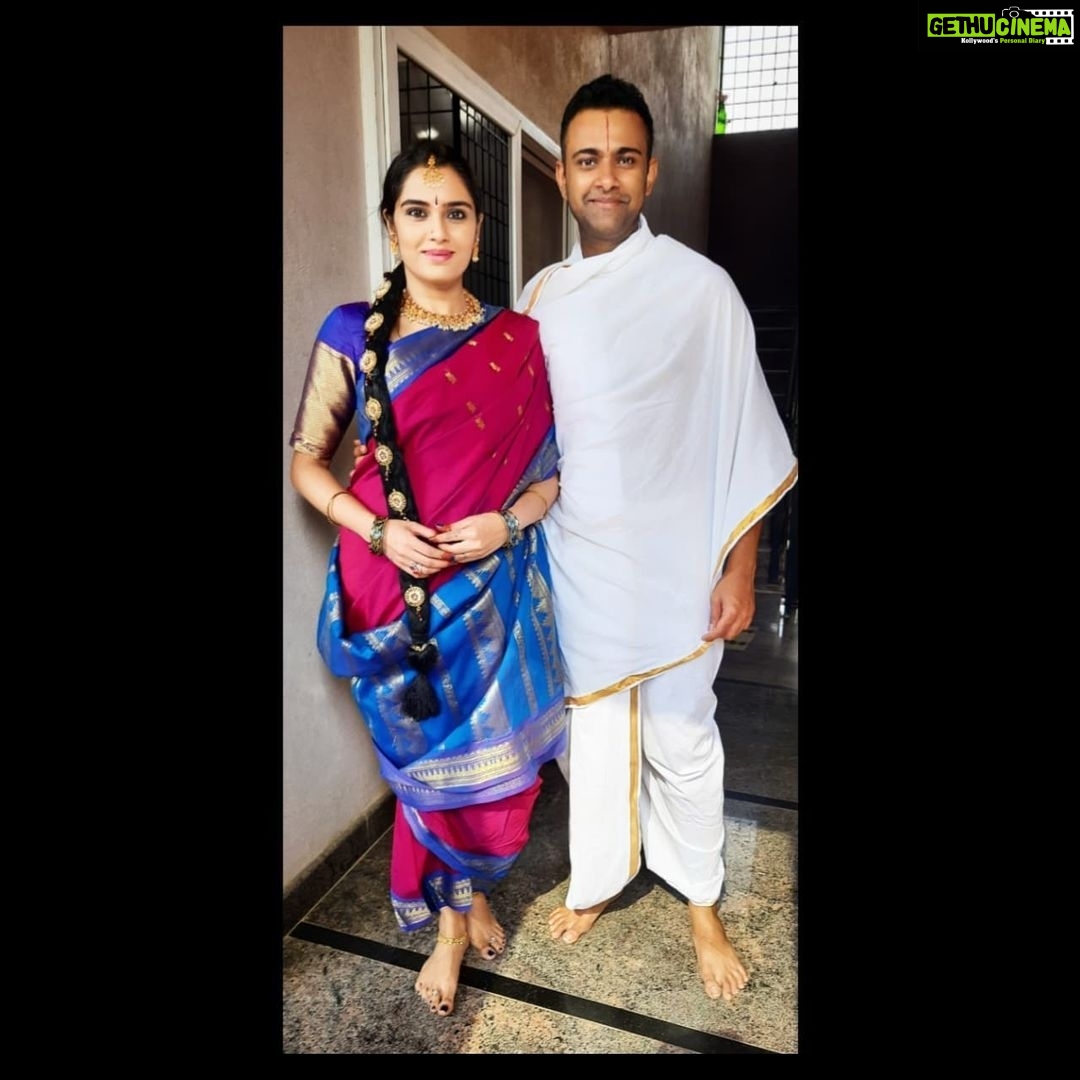 Sangeetha Bhat Instagram - True love doesn't happen right away; it's an ever-growing process. It develops after you've gone through many ups and downs, when you've suffered together, cried together, laughed together. -----Ricardo Montalban. Mine forever @sudarshan_rangaprasad ππππ Pc-@shankedelic_ #sudsang #sudarshanrangaprasad #sudarshansangeetha #loveforever #husbandwife #maamamaami #iyengarmaamamaami #housewarming #home #ethinicwear #southindian #grateful #gratitude #happyplace #shankedelic #actresslife #actorslife #actressforever #bengaluru #karnataka #kannadaactress #kannadaactor #standupcomedian #facebook #Instagram #bekind #shareloveandjoy #shareloveandrespect Bangalore, India