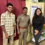Sanjana Singh Instagram - I am so happy and glad to meet a honest police inspector like you Purushottam sir, after knowing the accident it is new birth to u sir. it's a miracle sir. after an healthy conversation with you me and my brother got inspired by you a lot sir, me and my brother very happy to meet you sir @_venkateshm