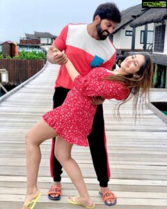 Sayyeshaa Saigal Instagram - Happy birthday my jaan! 
@aryaoffl ❤️ You are the most incredible man I know! I pray that you get everything best! I love you so much! ❤️❤️😘😘😘😘😘 #funtimes #Maldives#holiday#couple#husbandandwife#besthusbandever#love#myforever#birthdayboy#instaphoto#instatravel#traveldiaries