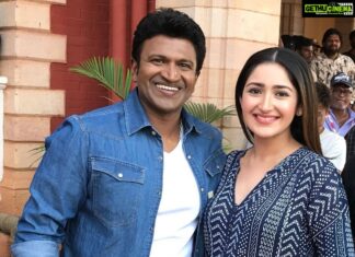 Sayyeshaa Saigal Instagram - #Irreplaceable … that’s @puneethrajkumar.official … my friend , my family, a gem. I have no words to describe the grief I am feeling. It’s an irreparable loss. My deepest condolences to his wife Ashwini akka and his daughters for whom life will never be the same. My heart goes out to his family, millions of his fans and friends! #RIP sir! It was my honour to share screen space with you.