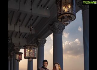 Sayyeshaa Saigal Instagram - The love of my life and my happily ever after...my husband! @aryaoffl ❤️ Photography- @badalrajacompany Attire for me- @shhaheen Attire for Arya- @mmalhotraworld Makeup and hair for me- @namratasoni Makeup and hair for Arya- @vipulbhagatmakeupandhair Taj Falaknuma Palace