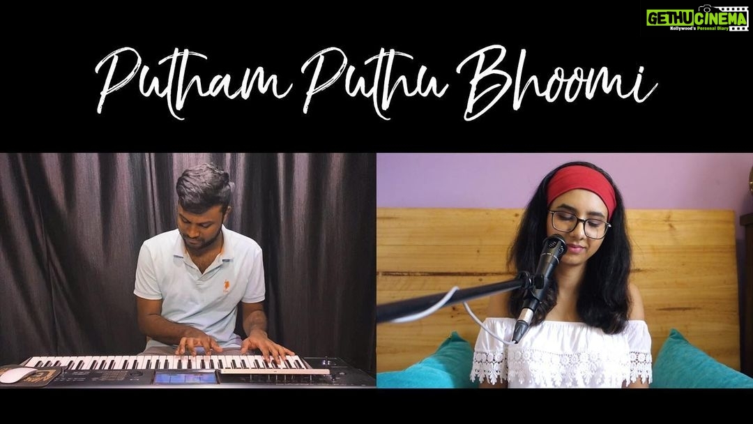 Shakthisree Gopalan Instagram - #NewVideoAlert #PuthamPuthuBhoomi #WithLove Out Now on Youtube. Link In Bio! ♥️ With 2020 getting ready to wrap up, and as we look forward with hopes and dreams of brighter days and a better world ahead - here is us jamming out “Putham Puthu Bhoomi” with a whole lotta love. . This song has inspired me and filled my heart with happiness and hope countless times. My love and respect to @arrahman sir for creating this slice of magic in the 90s that remains timeless and will always light up the little kid in me every time I listen to it :) . Please check out the video on YouTube channel and please don’t forget to subscribe! :) . Big shout out to the super team : Keys : @bhuvanesh_keys Mix and master : @tobsgarage Special Thanks to @radhamanigopalan . . . . . . . . #puthanputhubhoomi #thirudathiruda #cover #arrahman #arr #tamilmusic #tamilcinema #shakthisreegopalan #shakthisreegopalanlive #unplugged #unpluggedcovers #unpluggedmusic #youtubecover #coversong #jamsession #jam #music #listentothemusic #hope