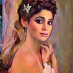 Shamita Shetty Instagram - Creativity is magic! Thankyou for this artwork @nawabsphotography ! Love it! ❤️ . . . . #selfportrait #painting #creativity #love #gratitude 🙏 #instapic