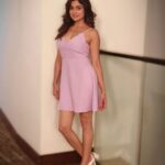 Shamita Shetty Instagram - Pretty in pink but not as innocent as u think 😛😈🙆‍♀️🎀 #shootmode #happyme #pinkdress #instadaily #instamood ❤️ onset #blackwidow hair : @ashisbogi , styling assistant : @shefali3177