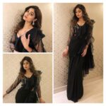 Shamita Shetty Instagram - Event ready in #kanpur 🎀 outfit : @neeturohra @neeturohra_india jewellery : @anmoljewellers hair : @kromakaysalon ❤️ #sareelove #indowestern #sareenotsorry #black #dancecompetition #judging #instapic #ootn #sareelovers ❤️🎀