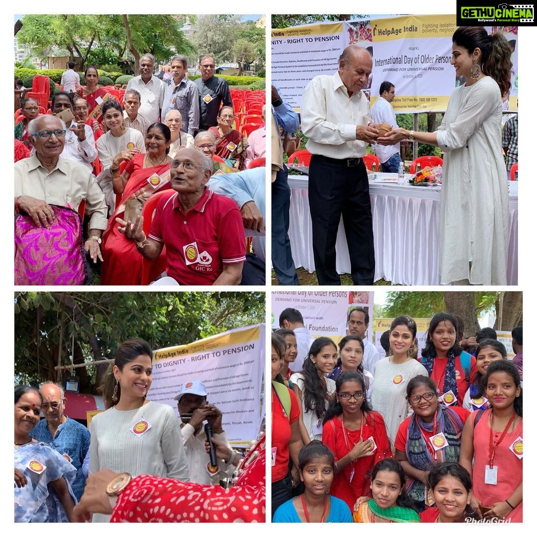 Shamita Shetty Instagram - At the inter- generational walkathon on occasion of international day for older people, organised by @helpageindia .. its good to see school and college children coming along to help this wonderful cause.. together we celebrate our elders. Outfit by @jayatigoenka.clothing Styled by @shrushti_216 #helpage #dignityforelders #righttodignity #righttopension #stopelderabuse #internationaldayofolderpersons #maketheworldabetterplace #gratitude