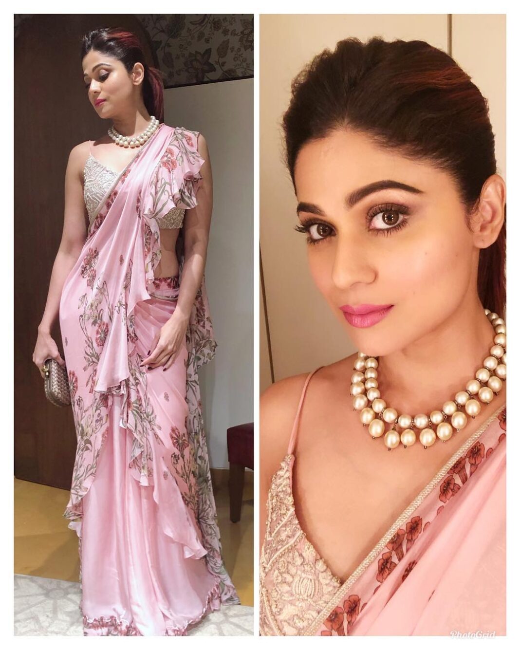 Shamita Shetty Instagram - Wearing a beautiful ready saree by @varun_bahl for his store opening ❤️ soo light n comfy 🤩 jewellery by @amrapalijewels @media.raindrop