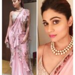 Shamita Shetty Instagram – Wearing a beautiful ready saree by  @varun_bahl for his store opening ❤️ soo light n comfy 🤩 jewellery by @amrapalijewels @media.raindrop