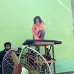 Sherin Instagram - Not the superhero you asked for or the one you deserve or the one you need, it’s just a girl trying not to fall off a really tall stool and drive a crane 😜 . . . . . #sherin #love #shooting #behindthescenes #pondicherry #workmode Pondicherry