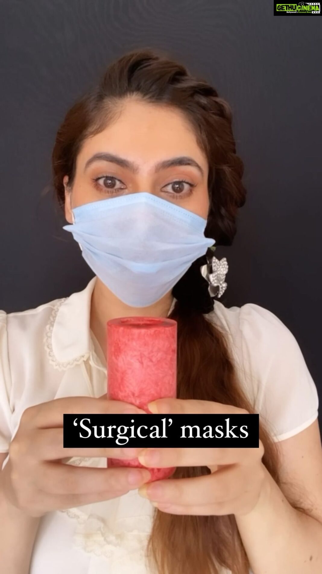 Sherin Instagram - Testing different masks I have and these surgical masks I got online have me worried. Please choose well, wear a mask without fail and stay safe . . . . . #masks #feelitreelit #reels #staysafe #stayhome #doublemask #safetyfirst