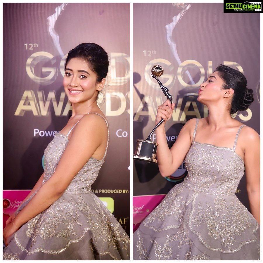 Shivangi Joshi Instagram - Dream it. Believe it. Achieve it. Best Actor (Female) Thankyou @vikaaskalantri #goldawards2019 Iβm extremely honoured and humbled. ππ» #Thankyou Outfit:- @payalkeyalofficial Styling:- @nehaadhvikmahajan