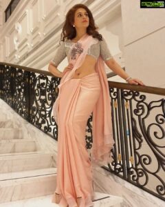 Shraddha Das Instagram - In this beautiful petal pink saree by @youveindia with some subtle embroidery 💕 The way I like it😊 Thankyou @nikhiljainoffcl & @i_m_rohan22 Styled & assisted by : @i_m_rohan22 Hair : @gouriepatil Make up : @hareshwarp #sareelove #sareepact #peachsaree #kolkata ITC Royal Bengal