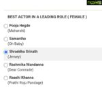 Shraddha Srinath Instagram – Doing some self promotion never hurt anybody, so – Jersey has been nominated in 7 categories at @siimawards , including Best Actor Female, Best Actor Male, Best Film, Best Director, Best Music Director, Best cinematographer, Best Lyric Writer. Jersey fans, please vote for us. Bring the server down I say. 📈 Link ⬇️. Also in bio

https://www.siima.in/2019-nominations.php

Thank you @siimawards ! Always a pleasure 🥰
@nameisnani @gowtamnaidu @sitharaentertainments @anirudhofficial @sanujohnvarughese #KrishnaKanth :)